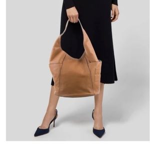 Tory Burch Leather Hobo Handbag, Camel Color